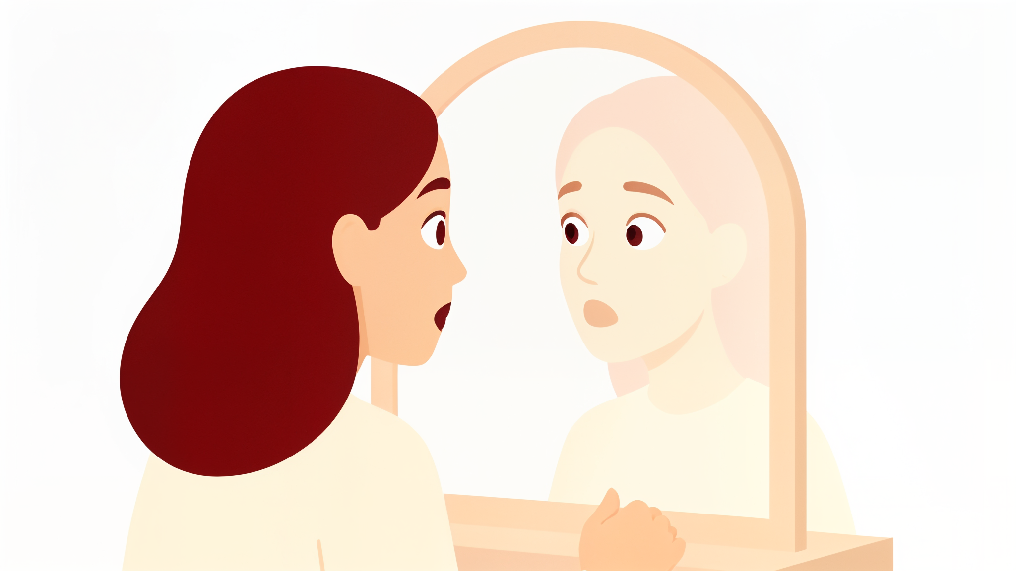 Persona mirando al espejo con conciencia