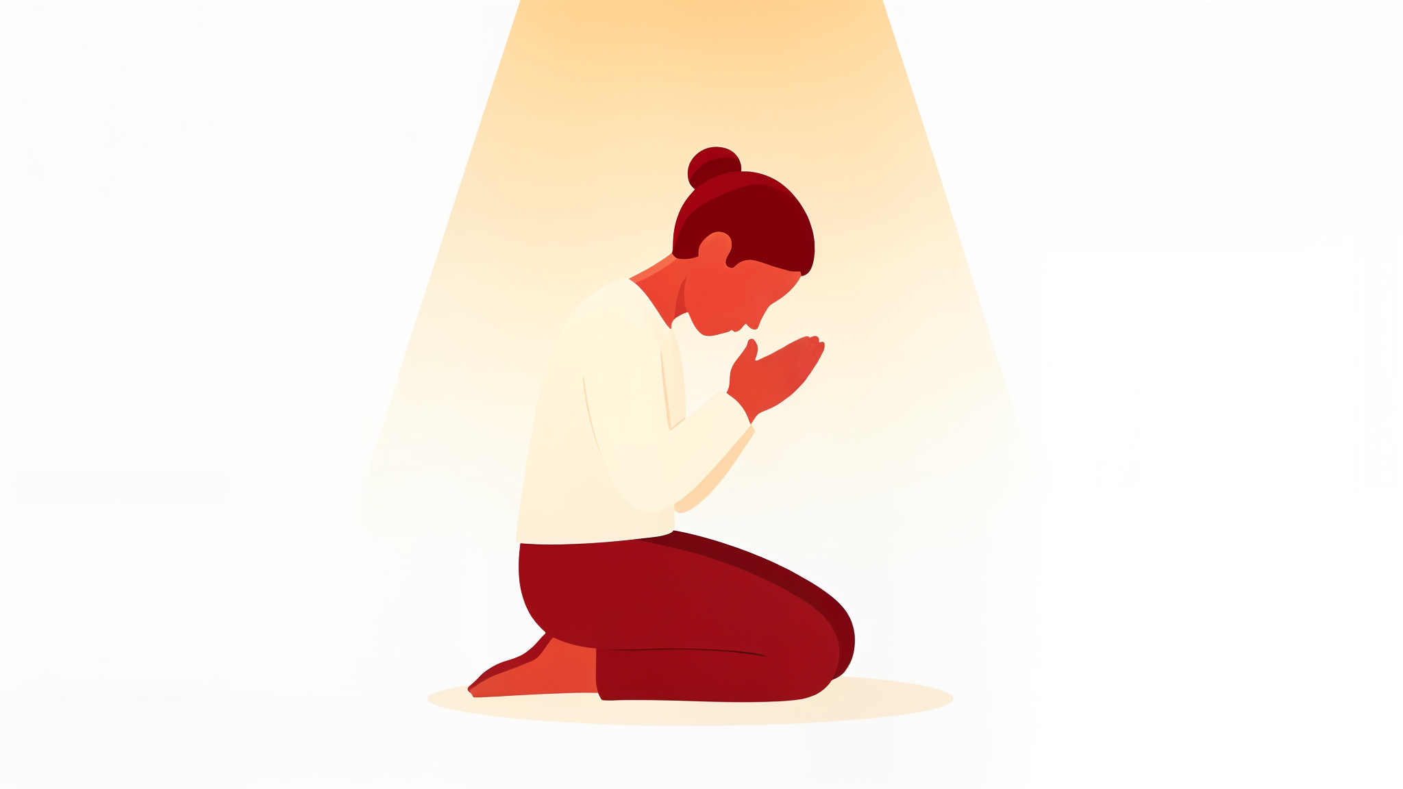 A person kneeling in prayer